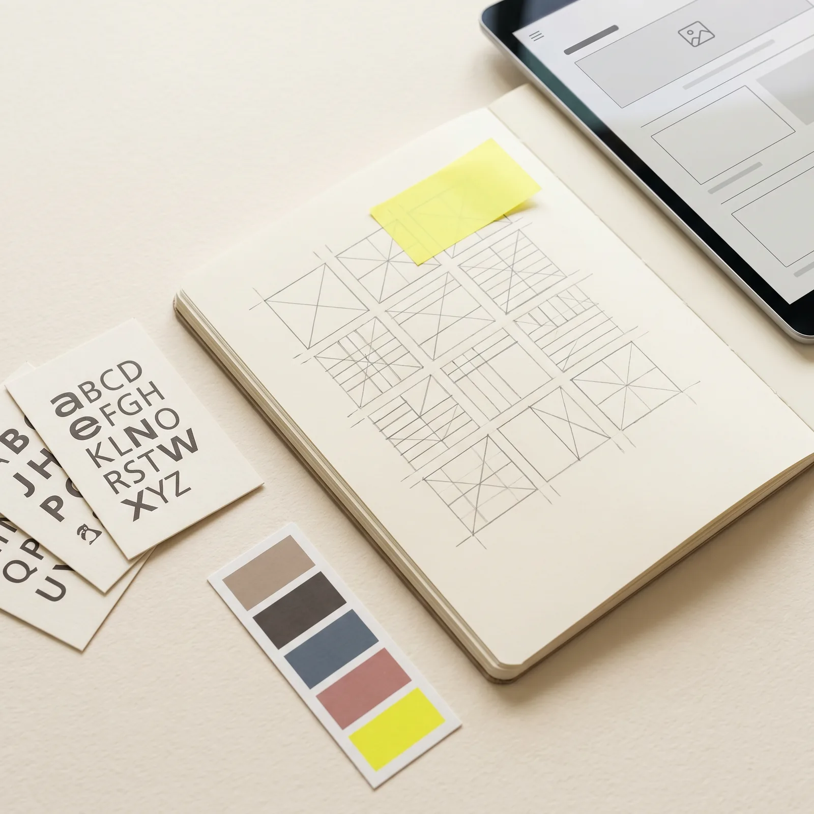 Flat lay éditorial : outils, templates et système graphique