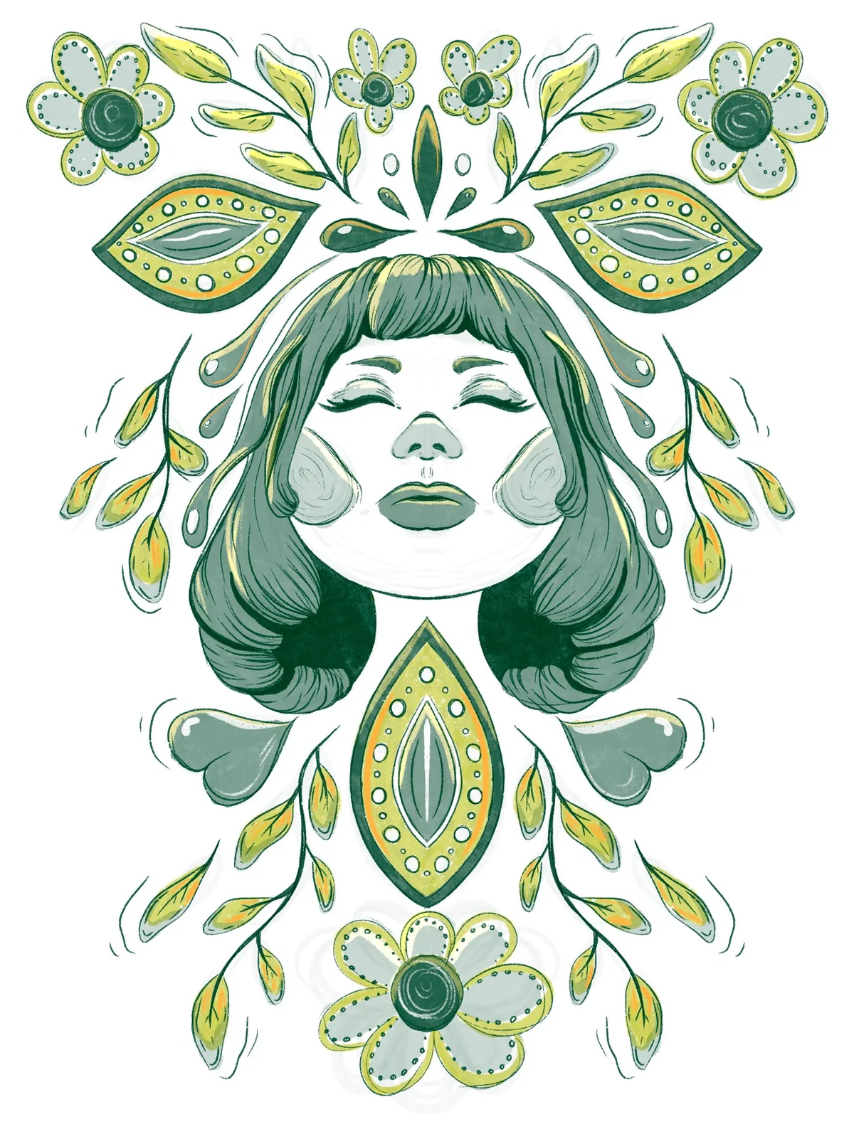 Illustration portrait floral