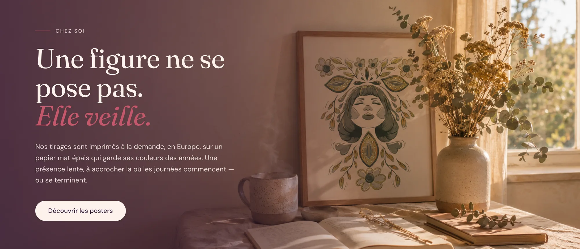 Section « Chez soi » du site Ilvane — affiche Florine encadrée et texte éditorial