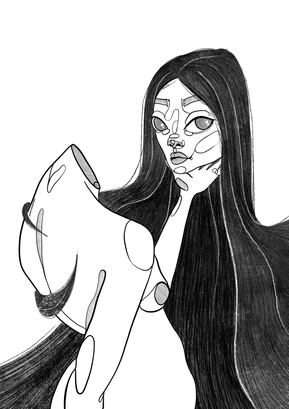 Illustration — femme aux cheveux