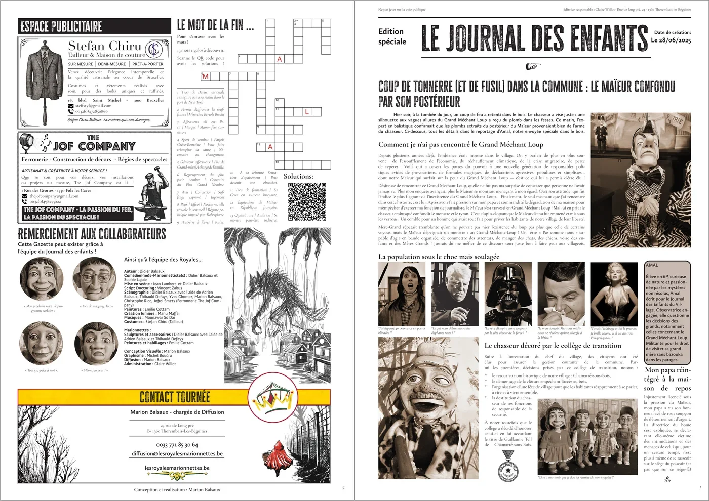 Les Royales Marionnettes — journal de tournée