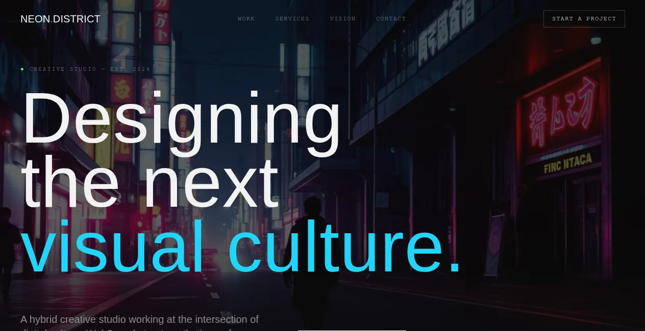 Neon District — capture du site web