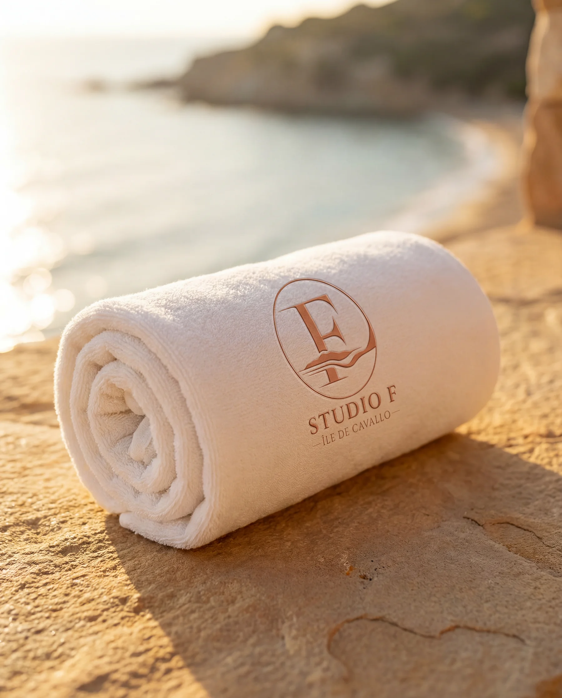 Studio F — serviette brodée au logo