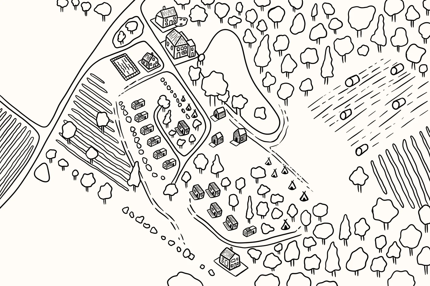 La Suite du Monde — plan d'un village